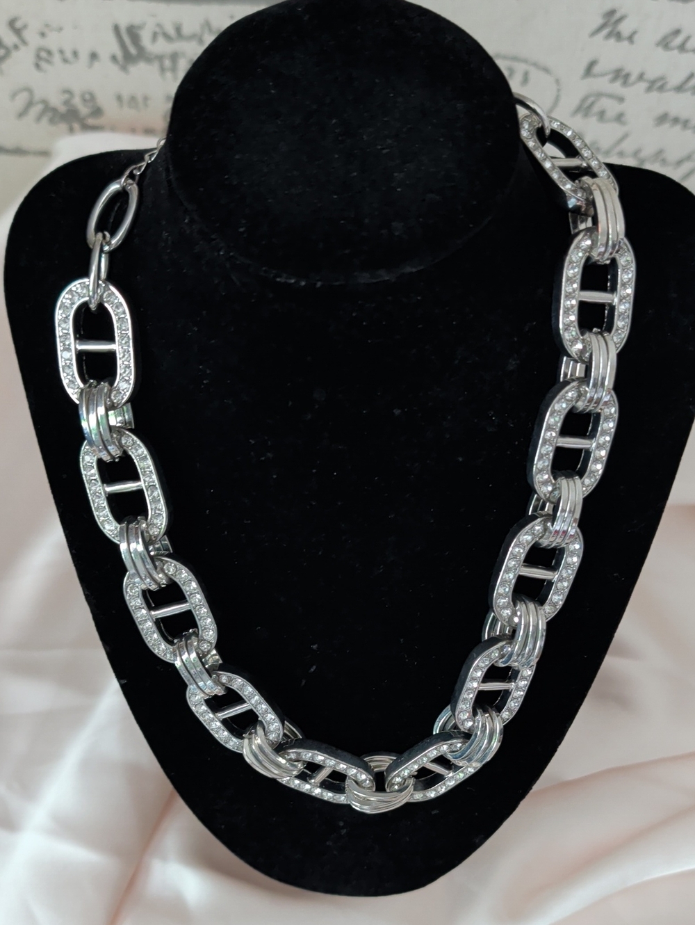 Silver Pavé Link Necklace - Women Jewelry